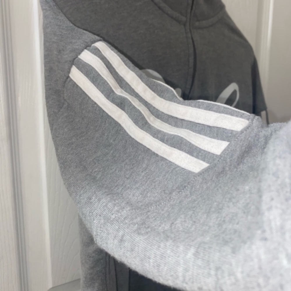 PINK Victorias Secret Woman’s 1/4 Zip Pullover Sweatshirt XS Gray White Stripes - Picture 7 of 12